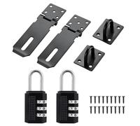 2PCS Stainless Steel Padlock Hasp and Staple,Heavy-Duty Shed Lock Buckle with Combination Lock,Shed Door Latch Gate Lock Latch Hasp for External Door Window Cabinet Pet Cage(Black)