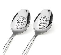 2pcs Stainless Steel Peanut Butter Spoon, Stainless Steel Cooking Spoon, Peanut Butter Spoons Gifts for Husband Mom