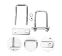 2Pcs Stainless Steel Right-angle Bolts U-shaped Square Clamp Screw Damper Silver For Trailer, Automotive(6.2X3.7cm)