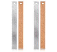 2Pcs Stainless Steel Ruler 12 Inch with Cork Backing, Non-Slip Metal Ruler with Inch and Centimeters Double Scale for Drawing, Engineering, Sewing, School, Office Drafting Tools