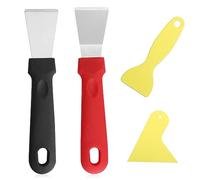 2PCS Stainless Steel Scraper with 2PCS Plastic Scraper, Plastic Oven Scraper, Oven Cleaning Tool, Stainless Steel Multifunctional Kitchen Scraper for Cleaning Refrigerator, Stove