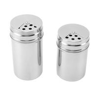 2PCS Stainless Steel Seasoning Shaker, Silver Adjustable Pour Holes Seasoning Dispenser Salt and Sugar Shakers Bottle for Kitchen Barbecue Camping (Set 3)