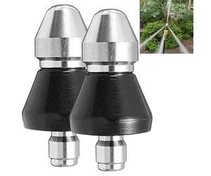 2PCS Stainless Steel Sewer Jet Nozzle | 1/4 Inch Quick Connect Pressure Washer Drain Cleaning Tool | 5000 PSI High Pressure Pipe Unclogger with 1 Front 3 Rear Jets for Clogged Lines