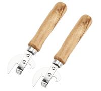 2Pcs Stainless Steel Side Cut Can Opener, Ergonomic Wooden Handle Manual Tin Opener, Easy Grip, Effortless Openings, Portable Handheld Jar Openers for Kitchen, Camping, Travel & Emergency 16×4CM