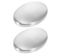 2pcs Stainless Steel Soap Bars for Odour Removal in Kitchen | Oval Silver Pieces, Soap Free Cleaning Aid, for Hands after Onions, Garlic, Fish during Food Prep