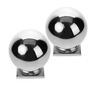 2pcs Stainless Steel Spherical Fence Post Cap Balls Silver | Decorative finish for garden and gate use, integrated design with tool-free fitting, easy to install