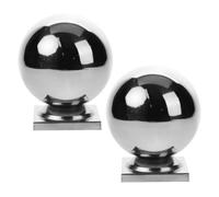 2pcs Stainless Steel Spherical Post Caps Silver Decorative | Tool free fit, integrated one piece construction, for fence and gate use, aesthetic finish