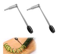2Pcs Stainless Steel Spiral Cutter, Easy to Clean Suitable for Cutting Zucchini Potatoes Cucumbers Carrots, Stainless Steel Kitchen Tools (2)