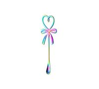 2pcs Stainless Steel Spoon with Love Bow, Simple Personality Creative Use, Magic Color