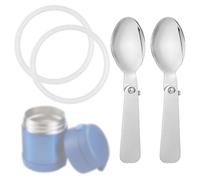 2pcs Stainless Steel Spoons & 2pcs Gaskets Compatible with Thermos Funtainer 10OZ Food Jars, Foldable Spoon Replacement Spoon Dishwasher Safe