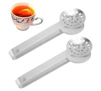 2pcs Stainless Steel Tea Bag Squeezer Tongs, Premium Metal Teabag Strainers Multi-Use Practical Spoon Clip Filters Accessories Supplies for Drinkers Lovers Gifts (Silver)