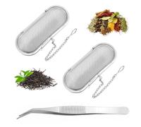 2pcs Stainless Steel Tea Filters, Tea Strainer Holders Filter, Fine Meshed Tea Diffuser, Oval Loose Leaf Tea Steeper, Herb Spices Infuser with Tea Clips, Tea Infusers for Kitchen Cooking Office