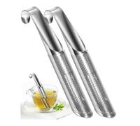 2PCS Stainless Steel Tea Infuser Stick Pipe Steeper Strainer with Hanging Hook Handle Fine Mesh Interval Filter Long Handle Mesh Tea Strainer for Loose Leaf Herb Spice Coffee
