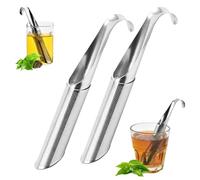 2PCS-Stainless Steel Tea Strainer & Diffuser,Tea Pipe with Hanging Hook Handle Fine Holes Interval Diffuser for Loose Leaf Herb Spice Coffee