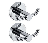 2pcs Stainless Steel Towel Holder Hooks Brass Chrome Door Bathroom Robe 2 Hook Hat Clothes Wall Door Hanger