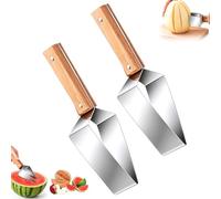 2Pcs Stainless Steel Watermelon Slicer, 2026 Triangle Watermelon Cutter, Summer Multifunction Fruit Cutter Slicer for Kitchen, Family Parties, Camping Gadgets, Wooden Peeler