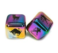 2pcs Stainless Steel Zodiac Dice with 12 Constellations, Integrated Astrology & Tarot Elements, Unique Divination Tool, for Lovers, Christmas, Weddings, & Birthdays (holographic(2pcs/set)