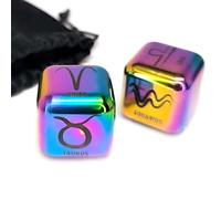 2pcs Stainless Steel Zodiac Dice with 12 Constellations, Integrated Astrology & Tarot Elements, Unique Divination Tool, for Lovers, Christmas, Weddings, & Birthdays (holographic(2pcs/set)