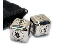 2pcs Stainless Steel Zodiac Dice with 12 Constellations Patterns,Astrology Dice Set for Games, Divination, and Decor,Gift for Lover, for Christmas Valentines Wedding Birthday (Sliver(2pcs/set))