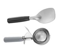 2Pcs Stainless Steels Ice Cream Spoon Fruit Mashing Spoon Diggers with Handle Hardened Spade for Freeze Treats Kitchen Tool