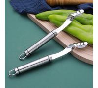 2pcs Stainless Steels Pepper Seed Corer Remover, Stainless Steel Jalapeno Tool, Chili Corer Remover with Serrated Slice and Handle Kitchen Tools Fruit and Vegetable Corers