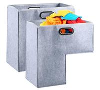 2Pcs Stair Basket with Stainless Steel Handle, L-Shape Staircase Basket for Shoes Blankets Toys, Felt Stair Step Organizer 16.5×10×16.5 Inch Staircase Storage Organizer for Office Home Decor