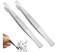 2Pcs Stamp Flat Paddle End Style Stamp Tongs Curved Stainless Steel Philately Stamps Collector Tools (Silver)
