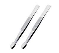 2Pcs Stamp Flat Paddle End Style Stamp Tongs Curved Stainless Steel Philately Stamps Collector Tools (Silver)