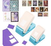 2Pcs Stamp Punch, 1.5X1.25in and 1x0.8in Rectangular Postage Stamps Punches, Lever StampCutter Hole Puncher