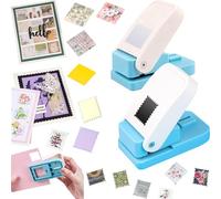 2Pcs Stamp Punches, 1x0.8 inch Rectangular Postage Stamp Shapes Puncher & 1" Square Craft Hole Punch, Lever Action Craft Punch for Paper Crafting Scrapbooking Stamping-Out Cutter Crafts Supplies Tools