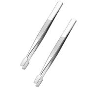 2Pcs Stamp Tweezers Flat Paddle End Style Stamp Tongs Curved Stainless Steel Philately Stamps Collector Tools (Silver)