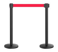 2PCS Stanchion Queue Post Crowd Control Rope Barrier With 78”Retractable Belt Barriers Baking Varnished For Auto Show Bank