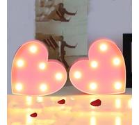2Pcs Stand Pink Heart Neon Sign,Led Heart Light Decorative Night Lamps for Valentine's Day Wedding Proposal Indoor Background Decor,Love Heart Neon Light for Girls Women Wife Gifts,6.3x6.3In