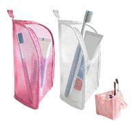2PCS Standing Toiletry Bag, Clear Lightweight Toothbrush Storage Bag, Large Opening Waterproof Cosmetic Zipper Pouch, Vertical Free-Standing Brush Holder, Portable Makeup Bag Organizer for Travel (A)
