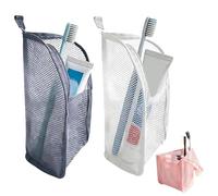 2PCS Standing Toiletry Bag, Clear Lightweight Toothbrush Storage Bag, Large Opening Waterproof Cosmetic Zipper Pouch, Vertical Free-Standing Brush Holder, Portable Makeup Bag Organizer for Travel (C)