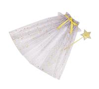 2Pcs Star Decorated Wand and Mesh Cloak Set Photoshoots Props for Children's Dress Party and Performances Stage Performances Garment