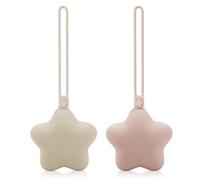 2pcs Star Pacifier Holder Case, Silicone Portable Pacifier Case Pacifier Container Case for Newborn Baby Boys Girls (Skin Color, Pink)