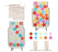 2Pcs Star Reward Jar, Wooden Reward Incentive Jar Colorful Stars Motivational Reward Charts, Encourages Positive Behaviors and Responsibility Chart Reward Pot for Kids School Classroom Home