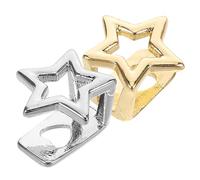2pcs Star Shaped Copper Tooth Grills for Rap Shows and Costumes | Smooth Polished Finish, Easy to Clean, Non Permanent Style Change, for Performers and Women