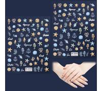 2pcs Starfish Nail Stickers, 5D Marine Life Nail Decals Shell Beach Nail Stickers Ocean Theme Summer Nails for Women Girls DIY Nail Salons (Ocean A)