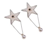 2Pcs Stars With Pearl Pendant Iron on Patch Emblem | Rhinestone Patch for Girl, Good Vibes , DIY Apparel Craft, Stars Patch