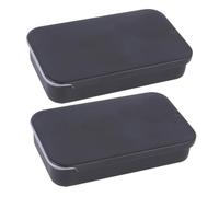 2pcs Steel Bird Food Box with Push Pull Sliding Cover, Black | Stainless Steel, Large Capacity Storage, Easy to Carry, Simple Colour Matching, for Outdoor Bird Feeding