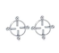 2Pcs Steel Round Screw Faux Nipple Clamps Rings Sexy Piercing for Women Non Piercing Fake Breast Nail Shield Ring Nipple Clips for Adult Play White One Size