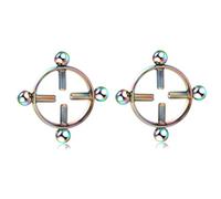 2Pcs Steel Round Screw Faux Nipple Clamps Rings Sexy Piercing for Women Non Piercing Fake Breast Nail Shield Ring Nipple Clips for Adult Play Rosy One Size