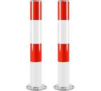 2Pcs Steel Safety Bollard, Parking Guardrails Fixed Security Bollard for Driveway, Fixed Bollards Reflective Tape for Parking Lot Traffic(75cm)