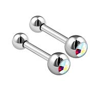 2PCS Steel Tragus Piercing Barbell 16 gauge 1/4 6mm 4mm Aurora Borealis Crystal Ball Cartilage Earring Eyebrow Jewellery 1411
