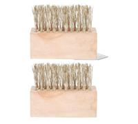2pcs Steel Wire Weeding Brush Long Handle Wooden Yard Garden Tool