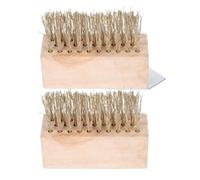2pcs Steel Wire Weeding Brush Wooden Long Handle Garden Yard Tool