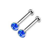 2PCS Steel with tiny 2.5mm round 16g 5/16 8mm 3mm Sapphire Crystal half ball Rim Helix Earring Labret Piercing Jewellery 3517