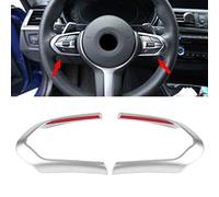 2pcs Steering Wheel Cover Trim, Auto Interior Steering Wheel Decoration Trim Frame for F20 F22 F30 F32 F10 F06 F15 F16(Chrome)